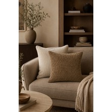 Fuly Consept Home Design Fuly Consept 43X43 cm 2’li Dekoratif Kırlent Kılıfı Seti Kahve ve Krem Dokulu