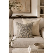 Fuly Consept Home Design Fuly Consept 43X43 cm 2’li Dekoratif Kırlent Kılıfı Seti Gri Bej Desenli ve Krem Dokulu