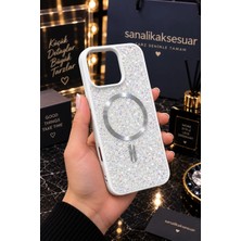 Sanalik Aksesuar Iphone 14 Pro Uyumlu Diamond Kristal Taşlı Magsafe Kristal Taşlı Premium Telefon Kılıfı