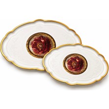 Aşkana 2’li Büyük Boy Gold Dekoratif Sunum Tepsisi Seti 48X38 / 36X27,5 cm – Kalın Dayanıklı Plastik Çay Kahve Servis Ikram Tepsisi – 5 Farklı Model