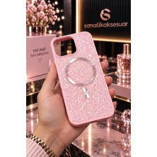 Sanalik Aksesuar Iphone 16 Pro Max Uyumlu Diamond Kristal Taşlı Magsafe Kristal Taşlı Premium Telefon Kılıfı