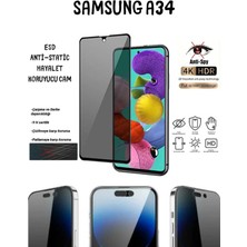 TechnoCase Sasmsung A34 Hayalet Ekran Koruyucu 6d Tam Kapatan Esd Anti-Static Koruyucu Cam Diamond Glass
