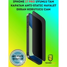 TechnoCase iPhone 17 Pro Anti-Static Hayalet Tam Kapatan Diamond Esd 9h Ekran Koruyucu Cam