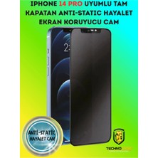 TechnoCase iPhone 14 Pro Anti-Static Hayalet Tam Kapatan Diamond Esd 9h Ekran Koruyucu Cam