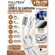Azurtech Fulltech FC163 Usb-C To Lightning 3A 27W Pd Hızlı Şarj Kablosu 1.2 Metre Karbon Fiber Örgü