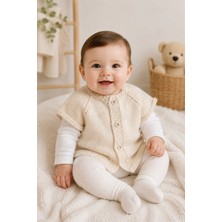 Setfix El Örgüsü Bebek Yeleği, 3-6 Ay, Dikişsiz, Kısa Kollu, Düğmeli, Anti Pilling, Handmade