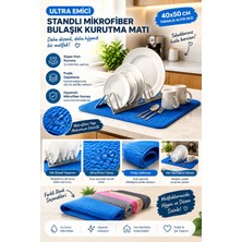 Tasarım Evi Ultra Emici Standlı Mikrofiber Bulaşık Kurutma Matı 40X50CM Tabaklık Altlığı (Karışık)