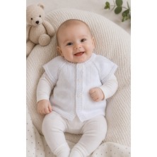 Setfix El Örgüsü Bebek Yeleği, 3-6 Ay, Dikişsiz, Kısa Kollu, Düğmeli, Anti Pilling, Handmade