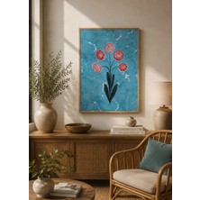 Muguetarts %100 El Sanatı Ebru Sanatı Beş Karanfil Çerçevesiz Yasemin Acar Eseri 24,5X34,5 Cm.