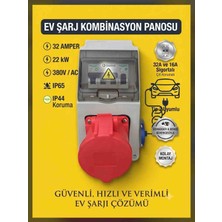 Srcelektronik Araç Şarjı Uyumlu 5-32A Trifaze Kombinasyon Panosu (Sigortalı Prizli ve Montajlı)