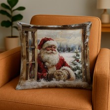Minoza Vintage Noel Baba Dijital Baskılı Kırlent Kılıfı 43X43 cm 1A Det