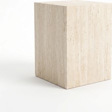 Adomar Marble Traverten Küp Yan Sehpa