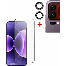 Corcishop Mi 17 Pro Max Uyumlu Tam Kaplayan Temperli Kırılmaz Cam Sorunsuz Parmak Izi Okur + Kamera Lens Koruyucu 2li Set