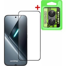 Corcishop Poco X8 Pro Max Uyumlu Tam Kaplayan Temperli Kırılmaz Cam Sorunsuz Parmak Izi Okur + Kamera Lens Koruyucu 2li Set