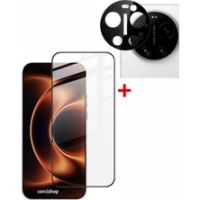 Corcishop Xiaomi 17 Ultra Uyumlu Tam Kaplayan Temperli Kırılmaz Cam Sorunsuz Parmak Izi Okur + Kamera Lens Koruyucu 2li Set