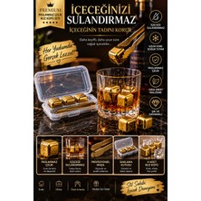 Tasarım Evi 4 Adet Paslanmaz Çelik Buz Kalıbı Viski Soğutma Taşı Maşalı Yeniden Kullanılabilir Buz Viski Taşı