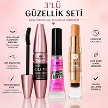Rowenarose 3lü Makyaj Seti Maskara Kaş Waxı ve Stick Kapatıcı Fırçalı