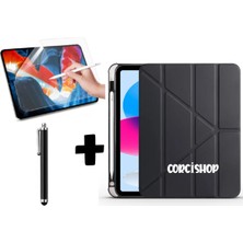 Corcishop Samsung Galaxy Tab S10 Plus SM-X820/S9 Fe Plus 12.4 SM-X610 Kılıf Kalemlikli Ekran Koruyucu Kalem