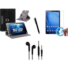 Corcishop Hometech Ht 7rk Uyumlu Set Universal Tablet Kılıfı Nano Ekran Koruyucu+Kalem Kulaklık