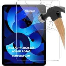 Corcishop iPad Air 11 2026 M4 A3460 A3463 Uyumlu Kırılmaz Tablet Temperli Cam Ekran Koruyucu