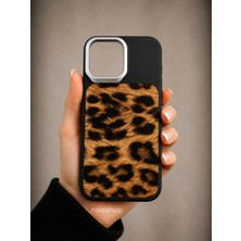Corcishop Iphone 15 Uyumlu Kılıf Leopar Desenli Darbe Emici Metal Kamera Korumalı Yumuşak Silikon Kapak