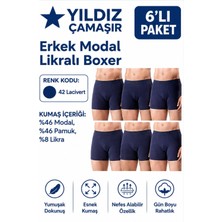 Yıldız Çamaşır Erkek Modal Likralı Boxer (36-37-38-39-40-41-42)- 6 Adet