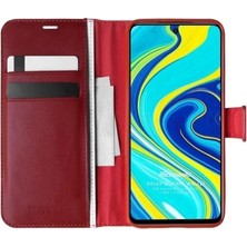 Corcishop Xiaomi Redmi Note 9 Pro ile Uyumlu Kılıf Standlı Kapaklı Korumalı Kırmızı