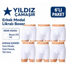 Yıldız Çamaşır Erkek Modal Likralı Boxer (36-37-38-39-40-41-42)- 6 Adet