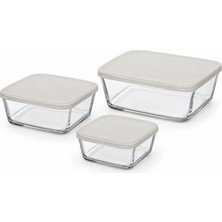 Greenpan Simax Kare 3’lü Kapaklı Borosilikat Cam Saklama Kabı Seti | 0,50 + 1,00 + 1,70 L