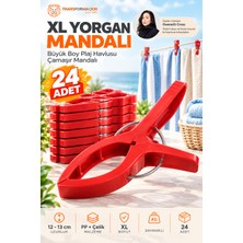 Transformacion XL Yorgan Mandalı Büyük Boy Plaj Havlusu Çamaşır Mandalı Rüzgar Önleyici Şezlong Mandalı 24 Adet  718221