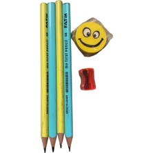Fatih My First Pencil 5b Jumbo Kalın Kurşun Kalem Seti 4'lü Sarı Mavi + Silgi + Kalemtıraş