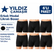 Yıldız Çamaşır Erkek Modal Likralı Boxer (36-37-38-39-40-41-42)- 6 Adet