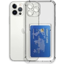 Corcishop Iphone 14 Pro Kılıf Kartlıklı Darbe Korumalı Silikon + Ekran Koruyucu Nanon