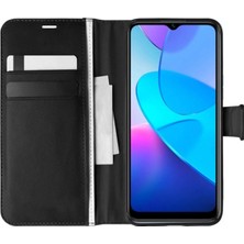 Corcishop Vivo Y16 Kılıf Kapaklı Standlı Kartlıklı Korumalı Siyah