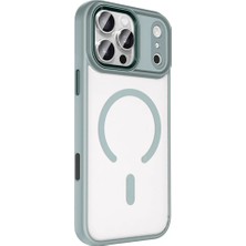 Corcishop iPhone 17 Pro Kılıf Krom Wireless Şarj Özellikli Magsafe Silikon Kapak Gri