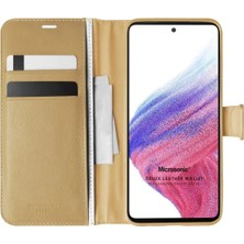 Corcishop Samsung Galaxy A53 5g ile Uyumlu Kılıf Delux Leather Wallet Gold