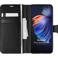 Corcishop Tecno Camon 18P Kılıf Delux Leather Wallet Siyah
