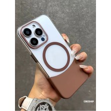 Corcishop Iphone 16 Kılıf Kahverengi Half To Half Magsafe Şarj Özellikli Takılır Çıkarılır Mika Kapak