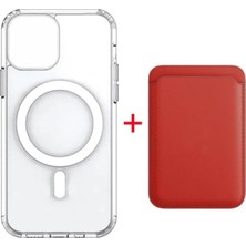 Corcishop Iphone 13 Pro ile Uyumlu Magsafe Özellikli Şeffaf Kılıf + Magsafe Kartlık