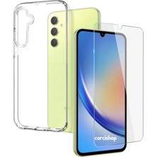 Corcishop Samsung Galaxy A34 5g Kılıf Yumuşak Şeffaf Silikon + Nano Ekran Koruyucu Cam Set