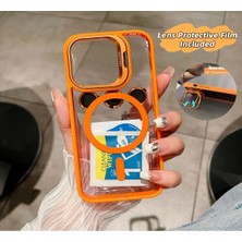 Corcishop Iphone 13 Pro Max Kılıf Magsafe Krom Mika Kapak Renkli Silikon +Lens Koruyucu Cam Set Kamera Standlı