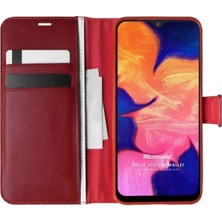 Corcishop Samsung Galaxy A10 Kılıf Standlı Kapaklı Korumalı Kırmızı