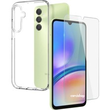 Corcishop Samsung Galaxy A15 Kılıf Yumuşak Şeffaf Silikon + Nano Ekran Koruyucu Cam Set