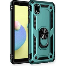 Corcishop Samsung Galaxy A01 Core Kılıf Sofya Yüzüklü Armour Silikon Kapak - Yeşil