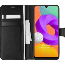 Corcishop Samsung Galaxy M22 ile Uyumlu Kılıf Delux Leather Wallet Siyah