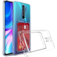 Corcishop Xiaomi Redmi Note 8 Pro Uyumlu Kılıf Kartlıklı Cüzdanlı Kamera Korumalı Şeffaf Renksiz Silikon Kapak