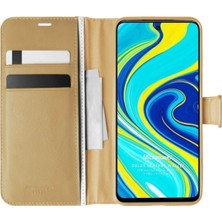 Corcishop Xiaomi Redmi Note 9 Pro Kılıf Standlı Kapaklı Korumalı Gold