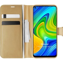 Corcishop Xiaomi Redmi Note 9 Kılıf Standlı Kapaklı Korumalı Gold