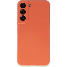 Corcishop Samsung Galaxy S22 ile Uyumlu Kılıf Nano Içi Kadife Turuncu Renk Kamera Korumalı Silikon Kapak