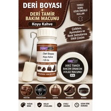 Hobialem Koyu Kahve Deri Boyası 125 gr + Deri Tamir Bakım Macunu 50 gr + Uygulama Süngeri